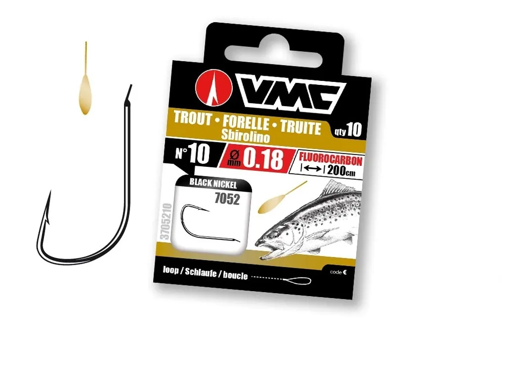 VMC Perfect Forelle gebundene Sbirolinohaken 200cm Vorfach FluoroCarbon BAIT