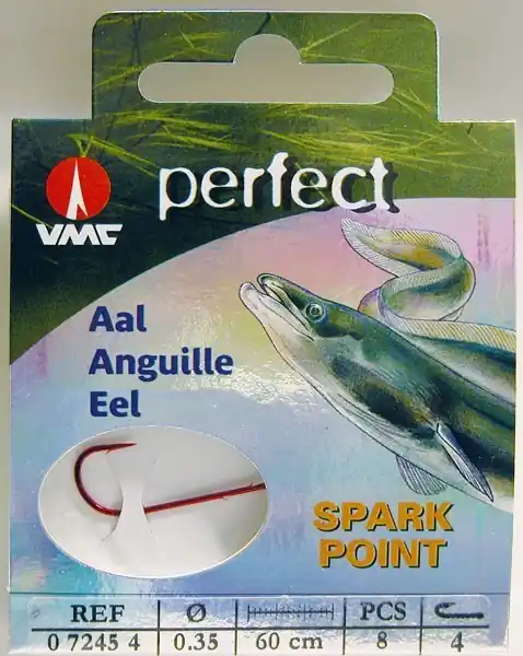 Aalhaken VMC Perfect Aal Spark Point rot Haken gerader Schenkel 07245 Angelhaken