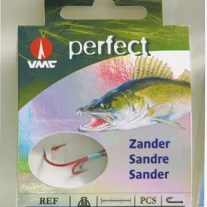 Zanderhaken Zwillingshaken VMC Perfect Zander Ryderhaken rot 70cm Kevlarvorfach