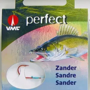 Zanderhaken VMC Perfect Zander Einfachhaken Rot Kevlarvorfach Einzelhaken