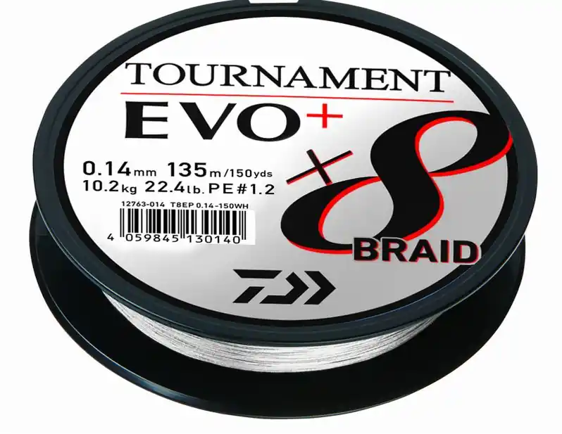 Daiwa Tournement X8 Bariad Evo + geflochtene Schnur 135m Made in Japan weiß