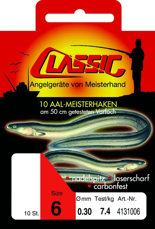 10 Stück Paladin Classic Aalhaken Aal Wurmhaken Angelhaken Wurm gebundene Haken