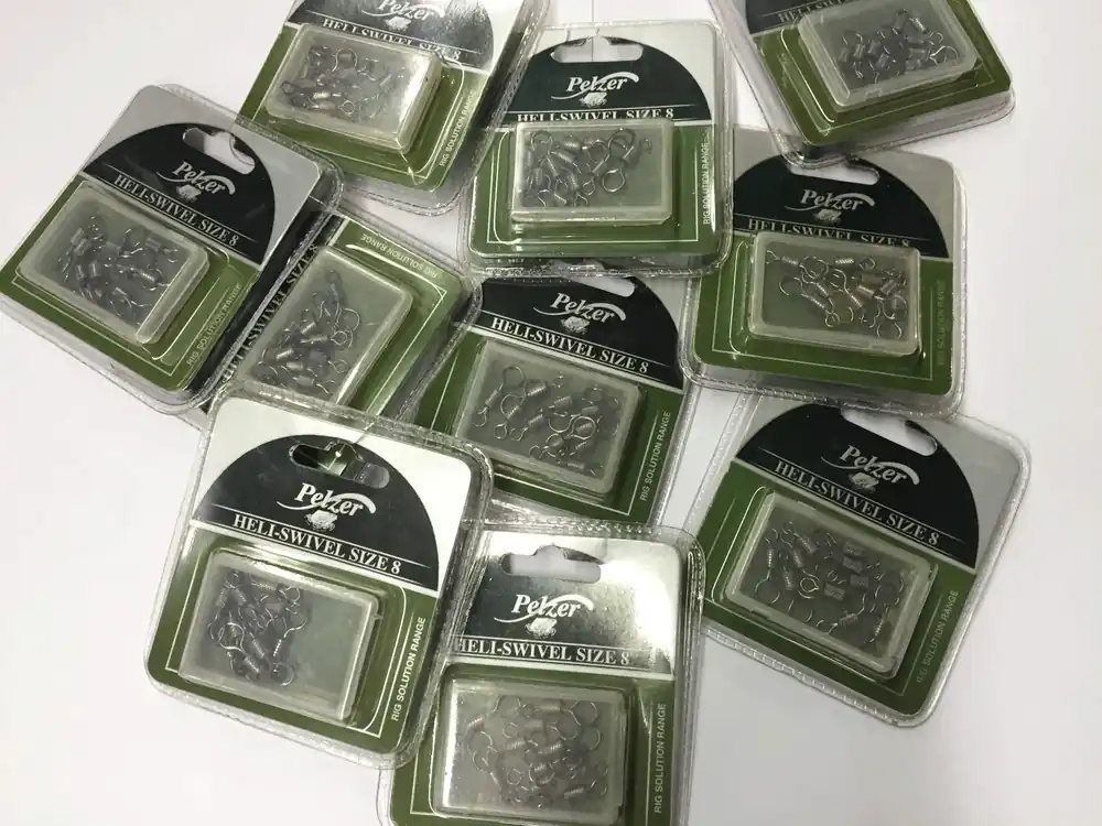 100 Pelzer Heli Swivel Karpfen-wirbel Wirbel Angelwirbel Konvolut Hobbyaufgabe