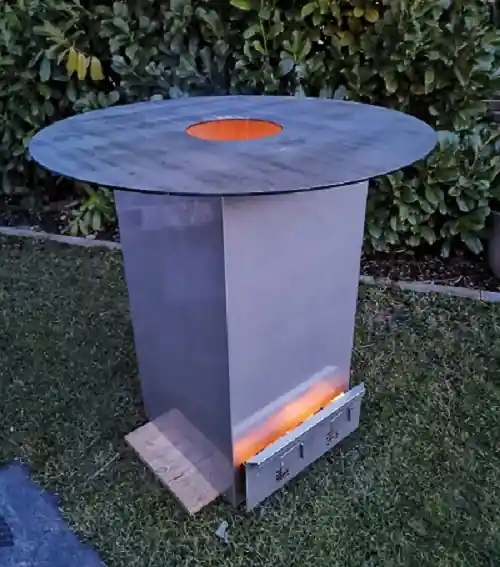 CR Edelstahl Grillplatte Grillturm Feuerplatte - 80x40x40cm 5mm Platte STABIL