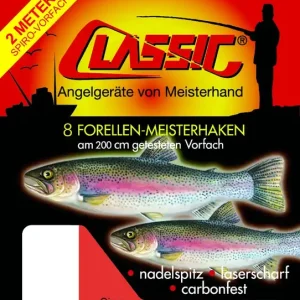 8 Stück Paladin Classic Forellenhaken 200cm Vorfachlänge Sbirovorfach Forelle