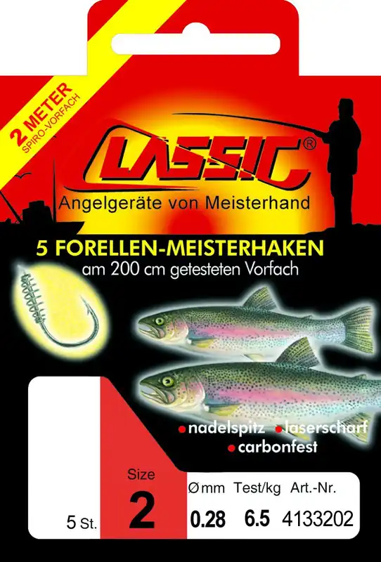 Power 5 Stk Paladin Spiral Teig Spiralhaken Forellenhaken 200cm Vorfachlänge Bait