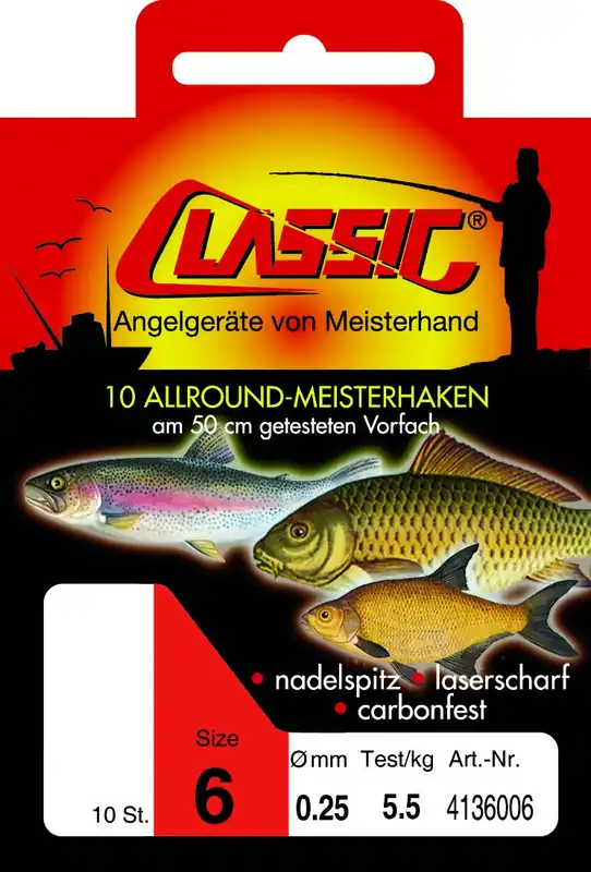 Paladin gebundene Allroundhaken Allround 50cm rot gebunden Haken Angelhaken