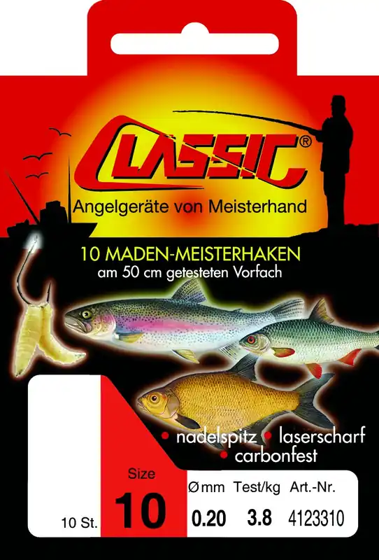 10 Stück Paladin Classic Madenhaken Brassenhaken Stipphaken gebundene Haken