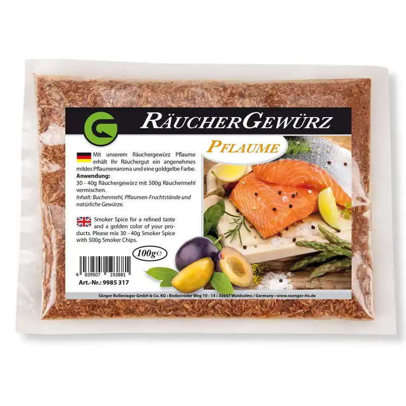 Sänger Gewürzräucherpulver Pflaume für Fleisch, Käse, Fisch für Räucherofen 100g