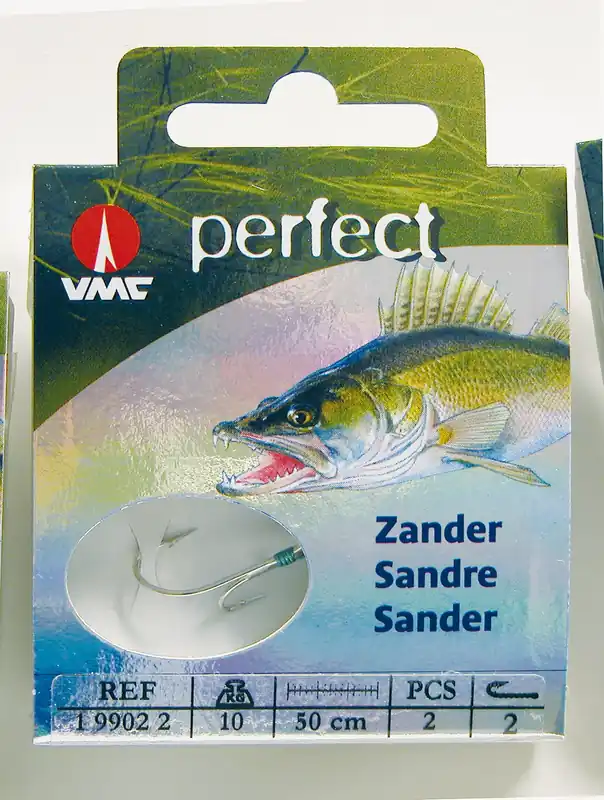 Zanderhaken Zwillingshaken VMC Perfect Zander Ryderhaken NI 70cm Kevlarvorfach