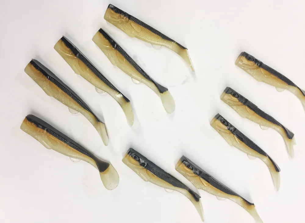 10 Stk Gummifische Iron Claw TS Stripe Ayu Gatho Shad 8cm Barsch- Zander-köder