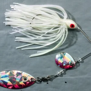 Barschköder Spinner-Bait Spinner Spinnerbait 16g rot/silber Spinnerblätter