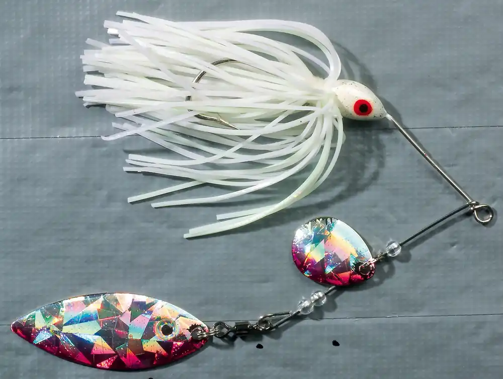 Barschköder Spinner-Bait Spinner Spinnerbait 16g rot/silber Spinnerblätter