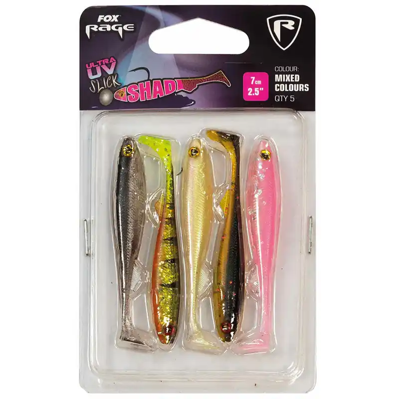 Fox Rage Slick Shad UV Mixed Colour Pack-7 cm