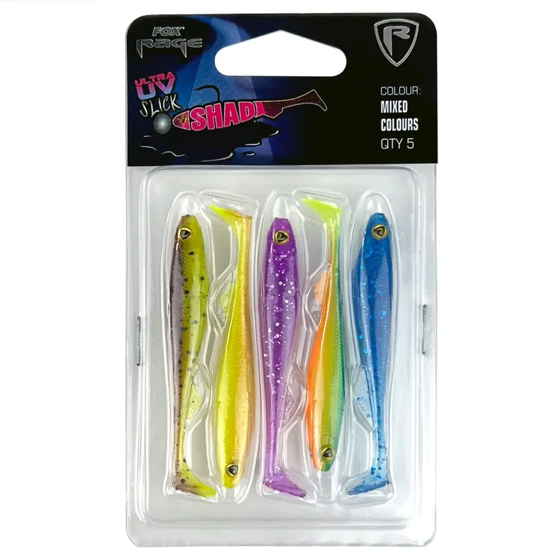 Fox Rage Slick Shad UV Mixed Colour Pack II - Gummifisch Länge: 9cm