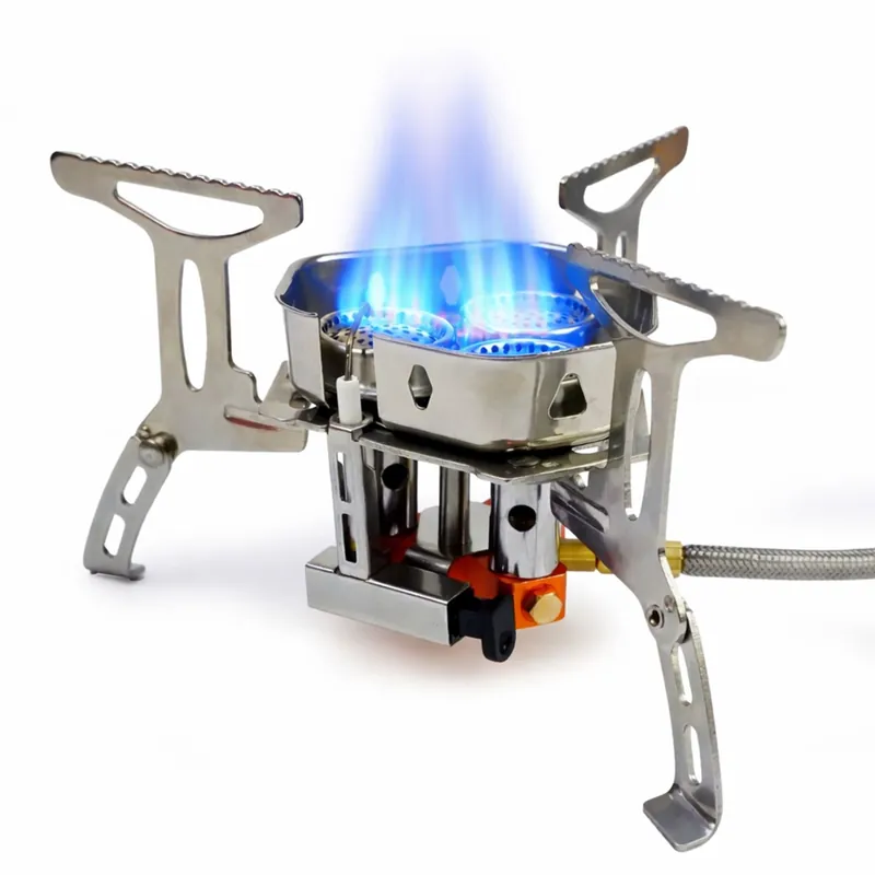 EuroCatch Klappbarer Gaskocher 6800W inkl. Adapter - Campingkocher