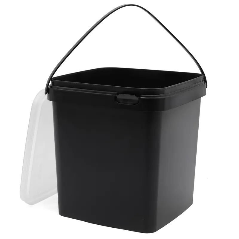 EuroCatch Eimer (wiederverschließbar) Farbe: Schwarz - transparenter Deckel | Inhalt: 5L | Anzahl: 1