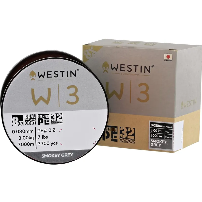 Westin W3 8 Braid Smokey Grey - Geflochtene Schnur Durchmesser: 0,08mm - 3kg
