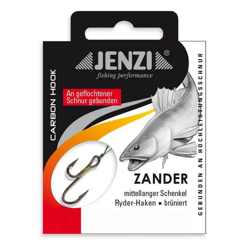 Jenzi Zander-/Ryderhaken mit geflochtener Schnur - Gebundene Haken Ausführung: Gr.2 - 12 kg - 80cm