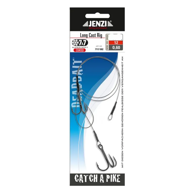 Jenzi Flexible Long Cast Rig - Raubfischvorfach Modell: Gr. 6+6 - 12 kg - 60cm