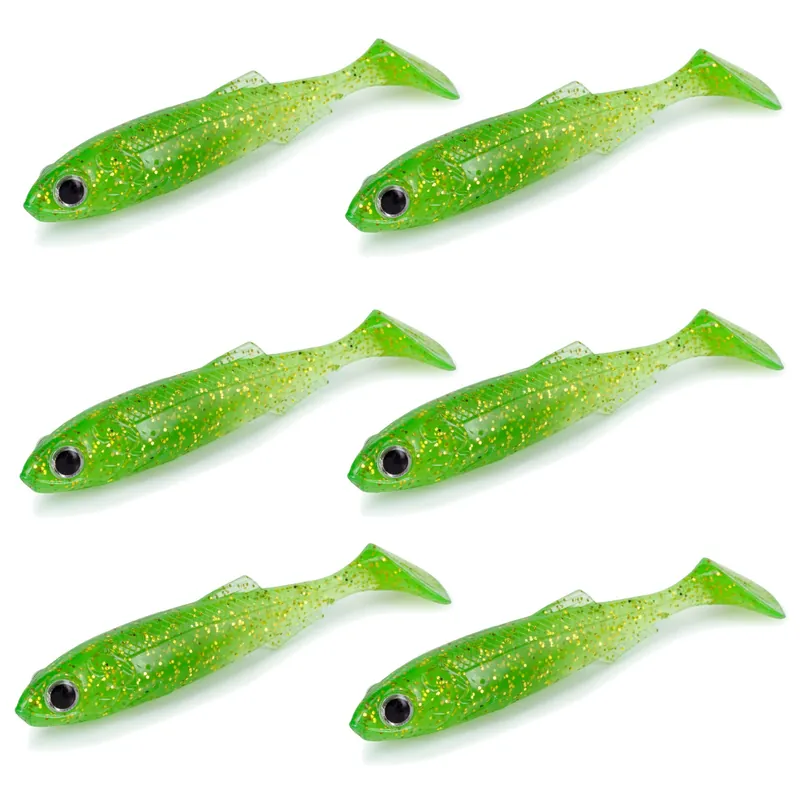 Molix Real Thing Shad - Gummifisch Farbe: UV Lime Gold Flake | Länge: 7,00cm