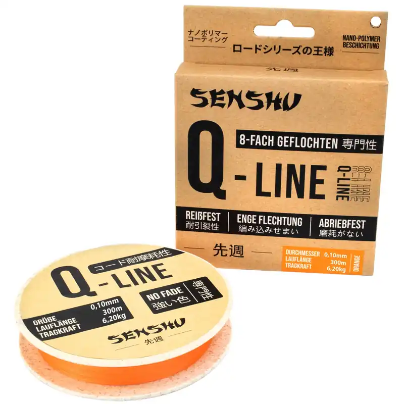 Senshu Q-Line - Geflochtene Schnur Farbe: orange | Durchmesser: 0,10mm | Länge: 300m