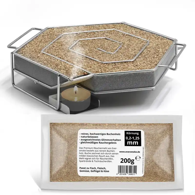 Eversmoke Sparbrand Kaltrauchschnecke "Hexagon" mit Räuchermehl - Kaltrauchgenerator