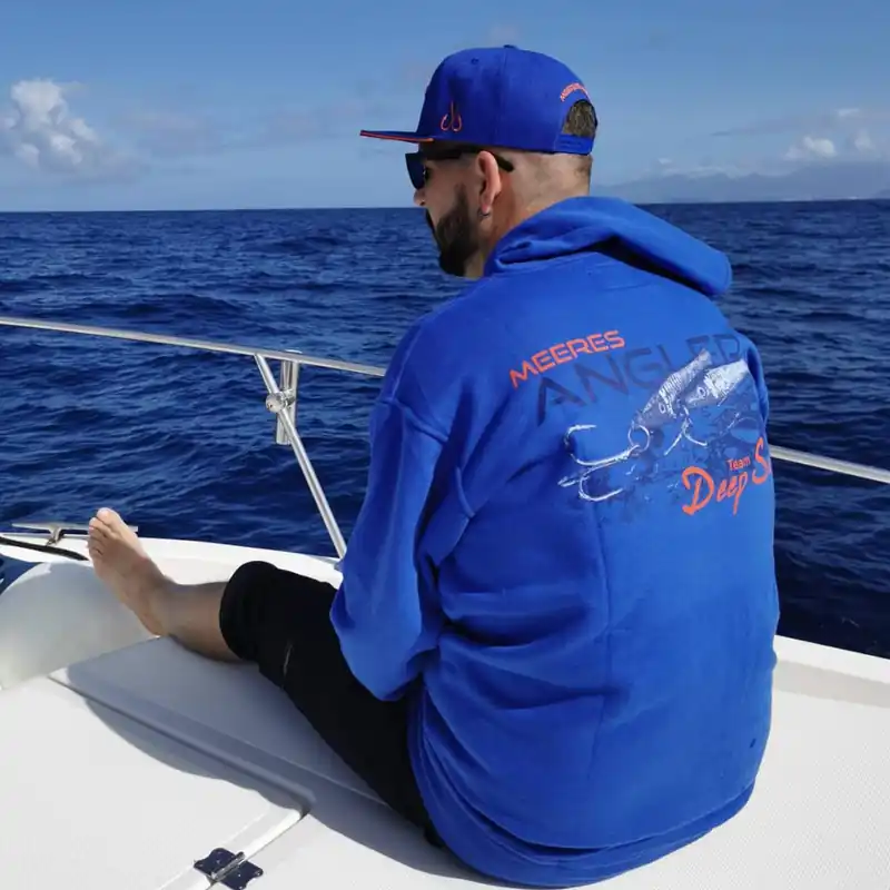 Team Deep Sea Hoodie mit Zipper "Meeresangler" + Cap Größe: M