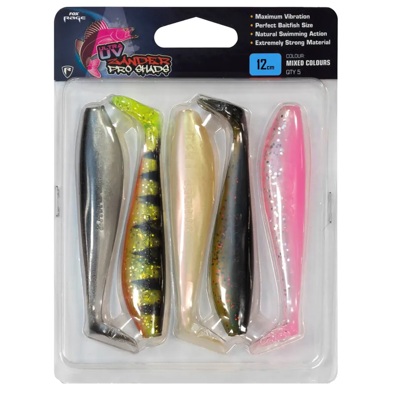 Fox Rage Zander Pro Shad UV Mixed Colour Pack I - Gummifisch Länge: 12cm