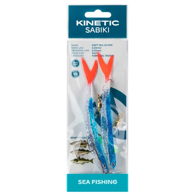 Kinetic Meeresvorfach Soft Tail UV Farbe: Blue Fire Tail
