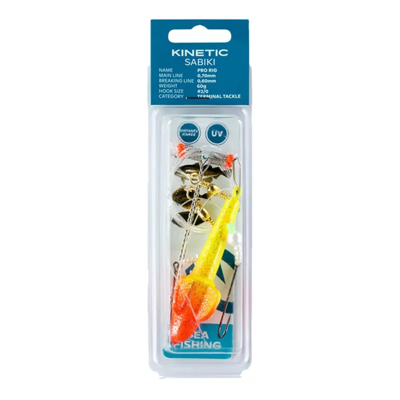 Kinetic Sabiki Pro - Brandungsvorfach Farbe: Yellow Gltter/Red Target | Gewicht: 60g