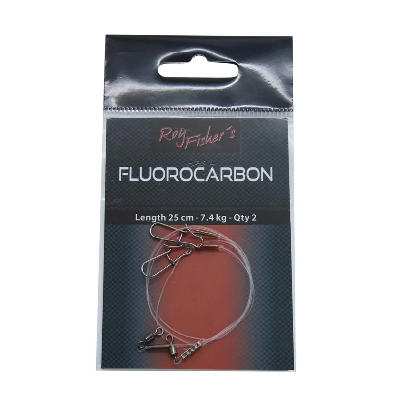 Roy Fishers Fluorocarbon Vorfach mit Wirbel und Karabiner Tragkraft: 7,4kg