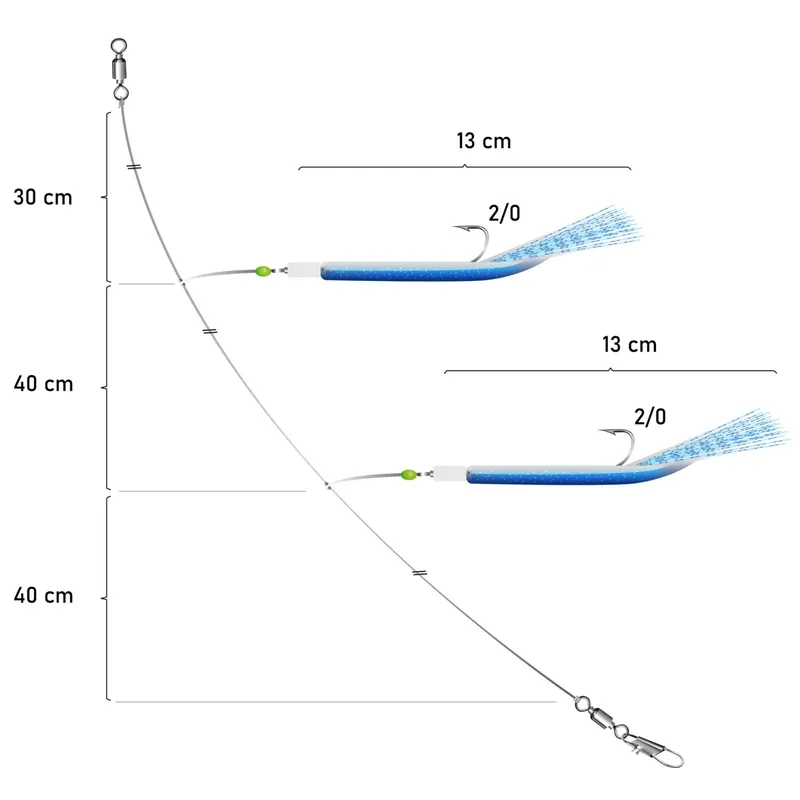 Team Deep Sea Meeresvorfach Blue Hering System 110cm 0,8mm 2/0
