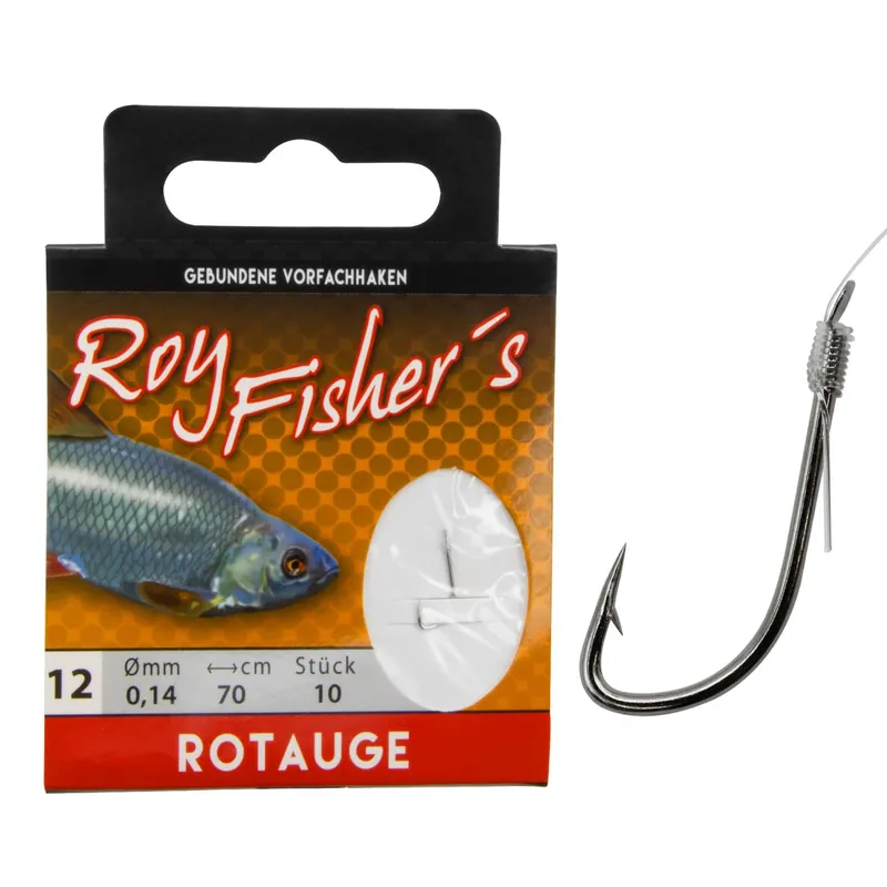 Roy Fishers Gebundene Vorfachhaken Rotauge Größe: 12
