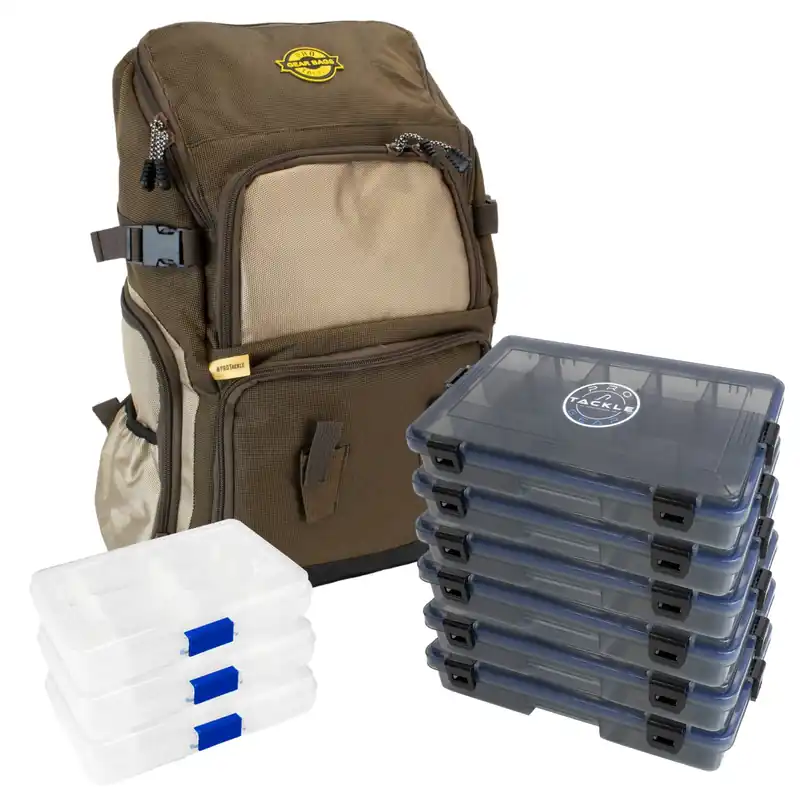 Pro Tackle Luxus Angelrucksack Force One Bundle 9 x