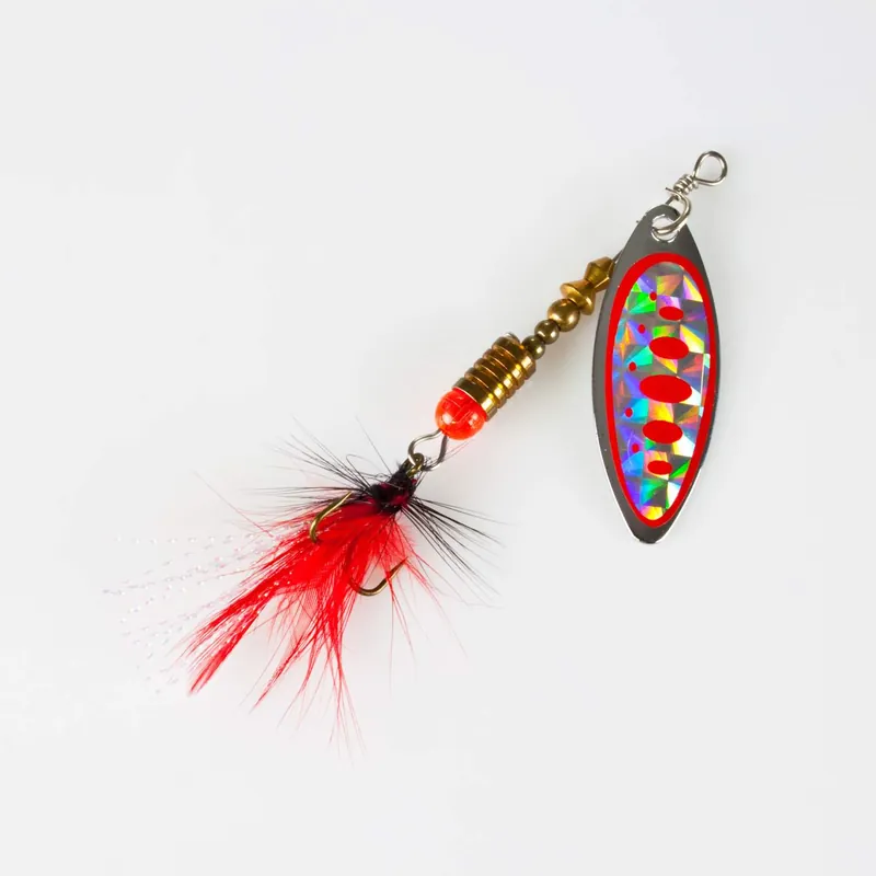Fishdream Klassischer Spinner Long Blade Heavy mit Feder Farbe: silber/rot | Gewicht: 4g