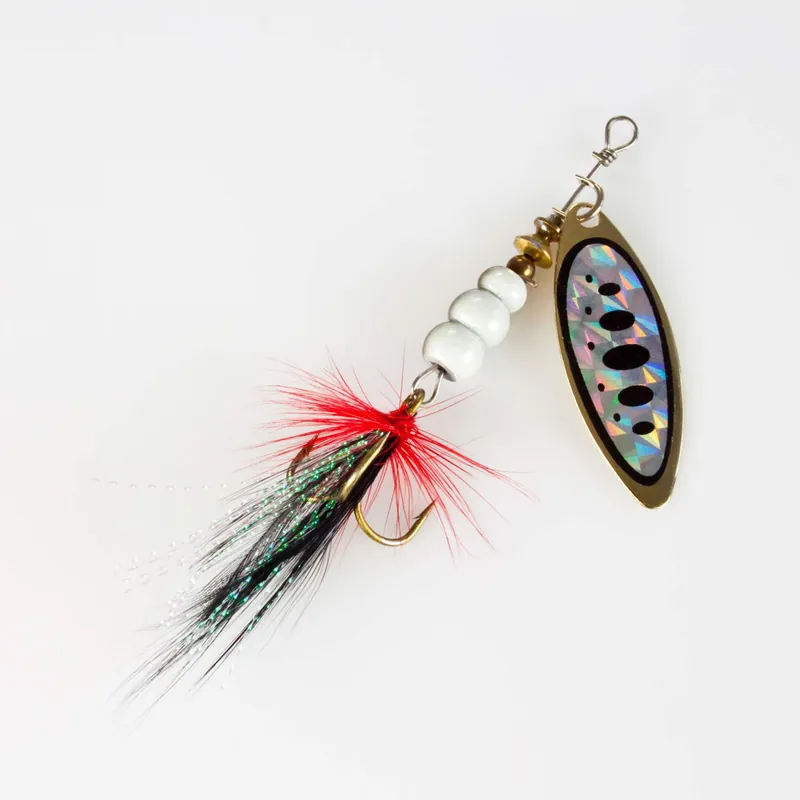 Fishdream Klassischer Spinner mit Feder Longblade Farbe: gold/schwarz/weiß