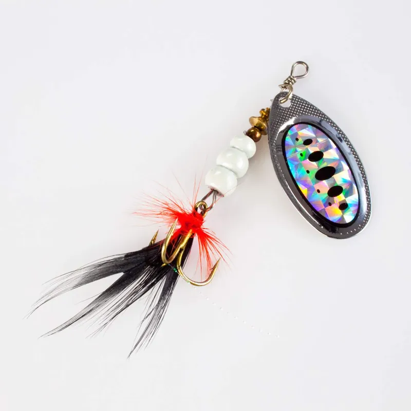 Fishdream Klassischer Spinner Kugel mit Feder Farbe: silber/schwarz/weiß