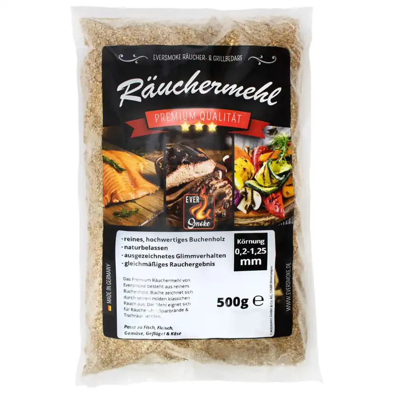 Eversmoke Premium Räuchermehl "Extra Fein 0,2-1,25mm" Sorte: Extra Fein (0,2-1,25mm) | Inhalt: 500g