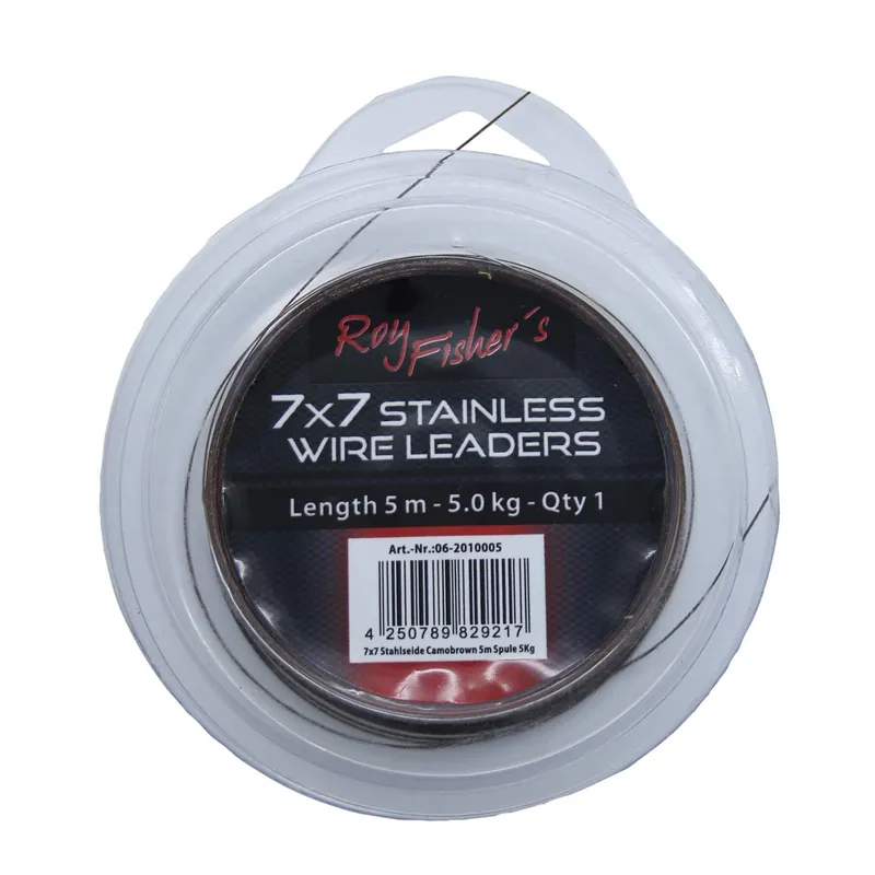 Roy Fishers 7x7 Stahlseide Camobrown 5m Spule 5Kg Tragkraft: 5kg