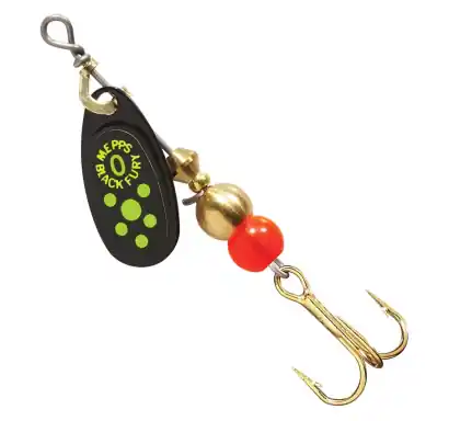 Spinner Mepps Black Fury - farbe schwarz / grüne punkte