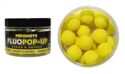 Boilies Mikbaits Fluo Pop-Up - Banane & Birne - 18 mm