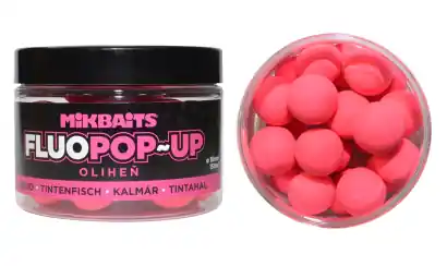 Boilies Mikbaits Fluo Pop-Up - Tintenfisch - 18 mm