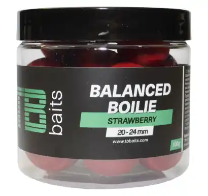 Balanced boilies TB Baits + attraktor - Strawberry - Ø 20 - 24 mm