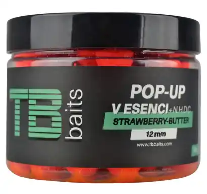 Boilies TB Baits POP-UP Strawberry Butter + NHDC - Ø 16 mm