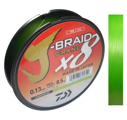 Schnur Daiwa J-Braid Grand X8E - 0,13 mm / 135 m - farbe Chatreuse