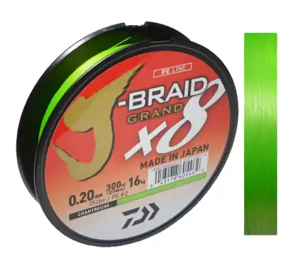 Schnur Daiwa J-Braid Grand X8E - 0,20 mm / 270 m - farbe Chatreuse