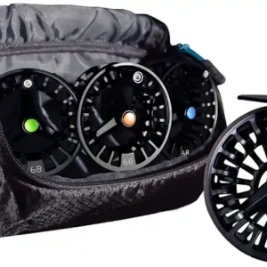 JMC Revolution LT Fliegenrolle black mit 3 Esatzspulen und Rollentasche-                                                                                                                                                                                                                        #68
