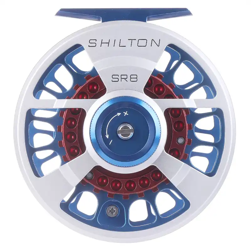 Shilton SR Series Custom Reel Titanium-Blue-Red Fliegenrolle- SR8