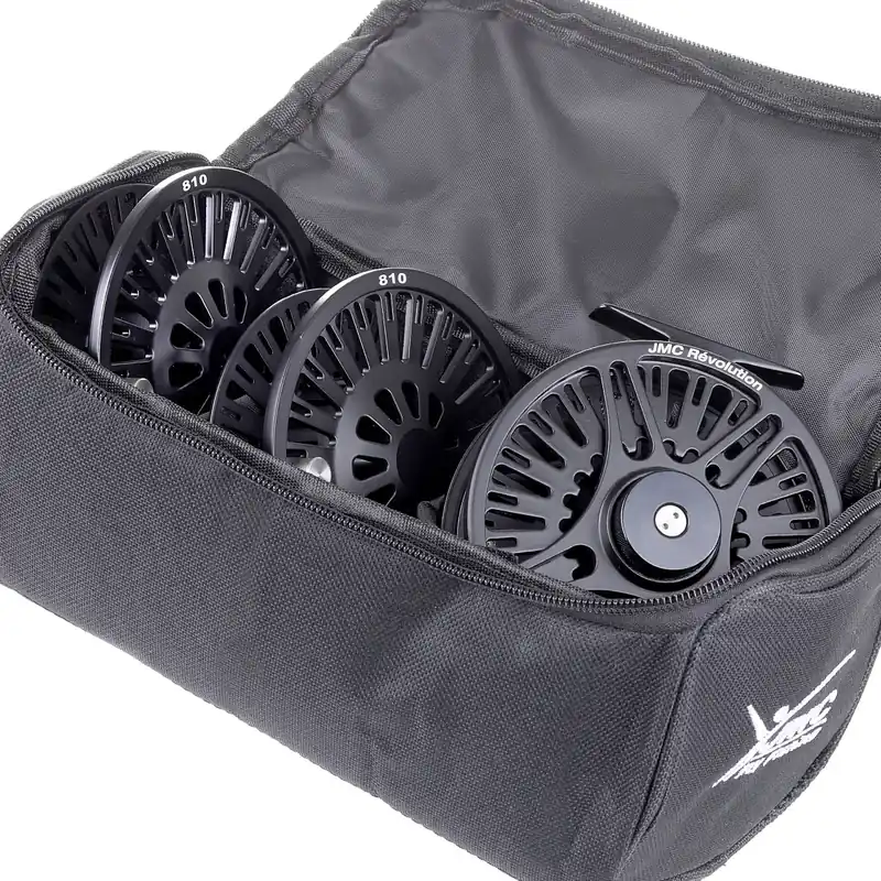 JMC Révolution Fliegenrollen Set mit 2 Ersatzspulen und Tasche-                                                                                                                                                                                                                        35
